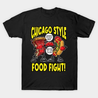 Chicago Style Food Fight, Pizza VS Hotdog T-Shirt